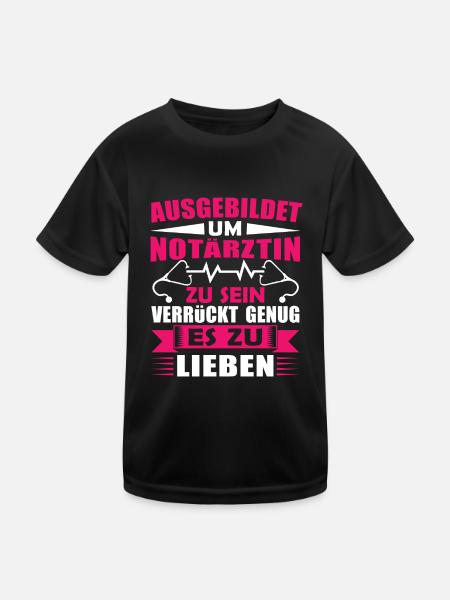 Notärztin Rettungssanitäterin - Kinder Funktions-T-Shirt - Schwarz
