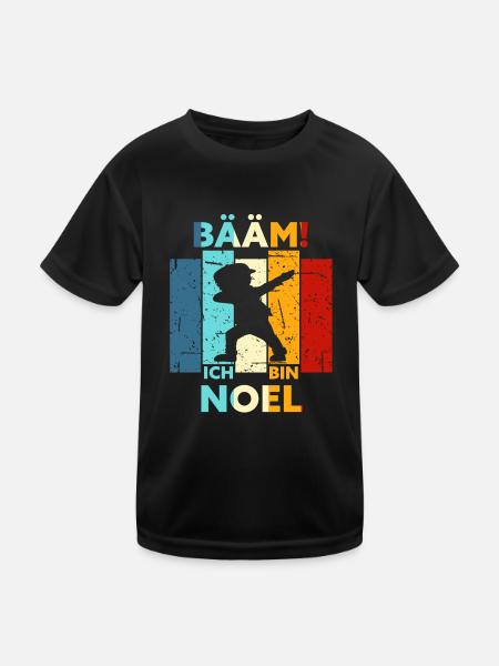 Noel Geschenk Name Vorname Geburtstag - Kinder Funktions-T-Shirt - Schwarz - Vorne