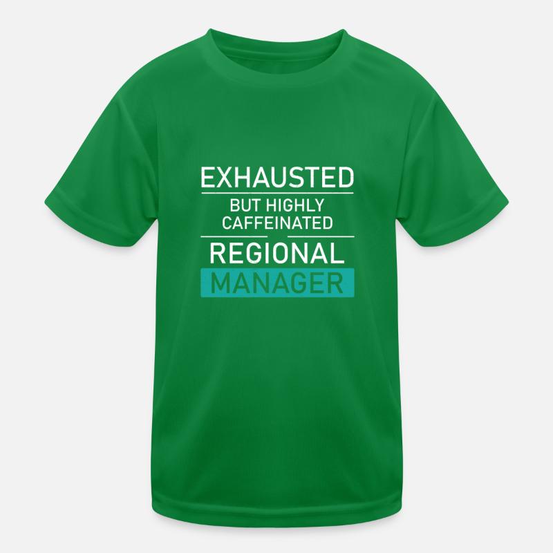 Regional manager exhausted, highly caffeinated, Kids Functional T-Shirt