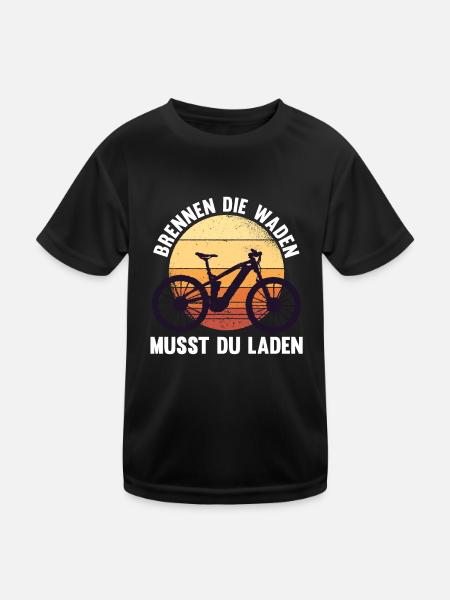 Mountainbike Radfahrer E-Bike Fahrrad - Kinder Funktions-T-Shirt - Schwarz - Vorne