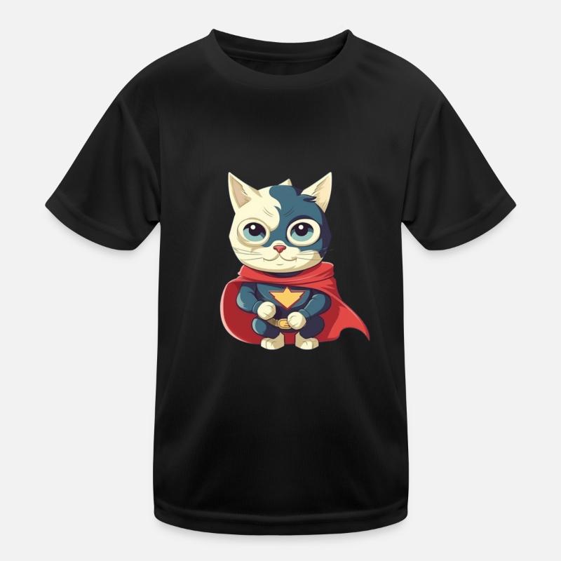 cute hero cat Kids Functional T-Shirt