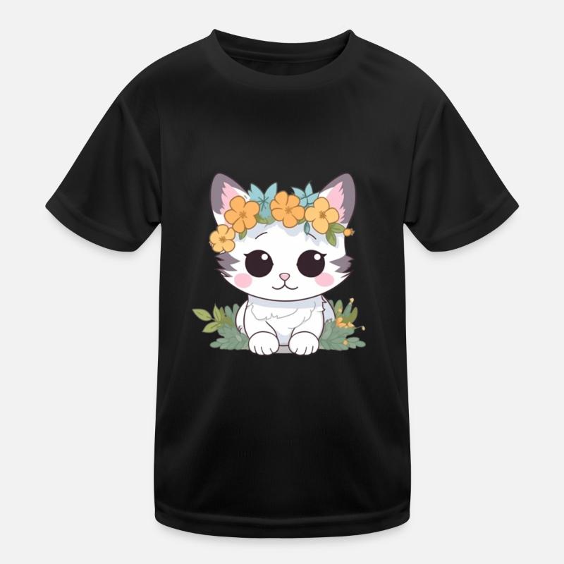 Chat mignon avec des fleurs T-shirt sport Enfant