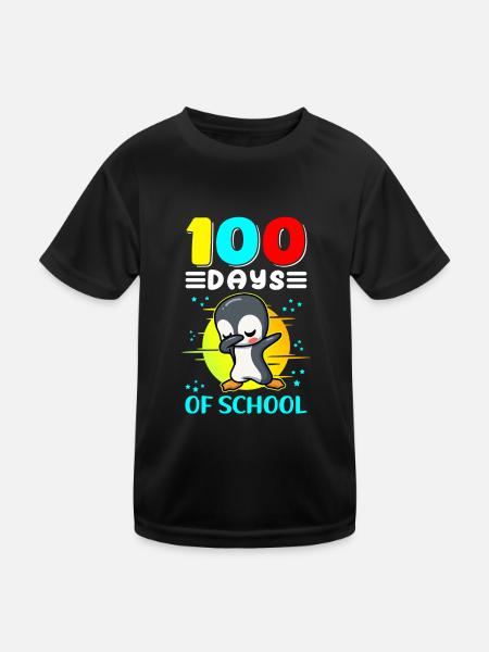 100 School Days Kids School Student Gift - Kids Functional T-Shirt - black - Front