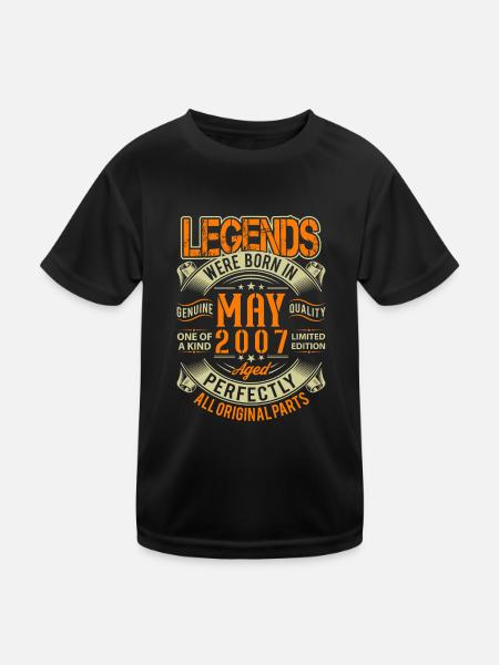 2007 Mai Geburtstag Legende - Kinder Funktions-T-Shirt - Schwarz - Vorne