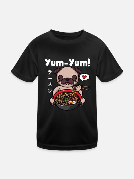 Japon Anime Pug Ramen Nouilles Manga Kawaii - T-shirt sport Enfant - noir - Devant