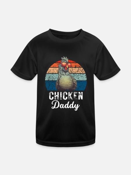 Farmer Chickens Daddy Father's Day Gift Retro Chicken - Kids Functional T-Shirt - black - Front