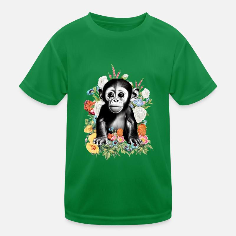 Monkey Flowers Kids Functional T-Shirt