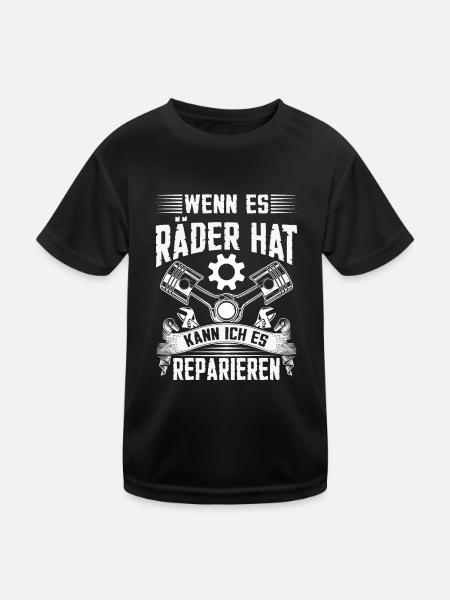 KFZ Mechaniker Auto Öl Zylinder - Kinder Funktions-T-Shirt - Schwarz - Vorne