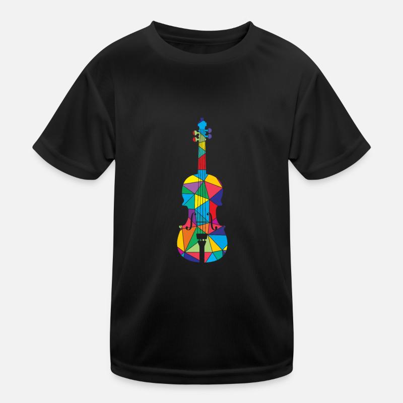 Low Poly Musical Polygon Violon - T-shirt sport Enfant - noir