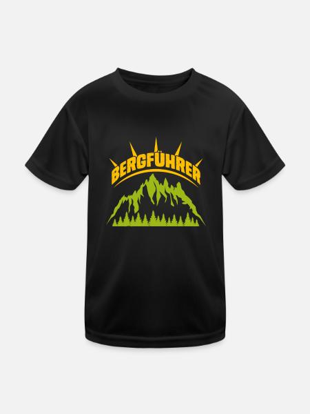 Bergführer Wanderer und Bergsteiger klettern - Kinder Funktions-T-Shirt - Schwarz - Vorne