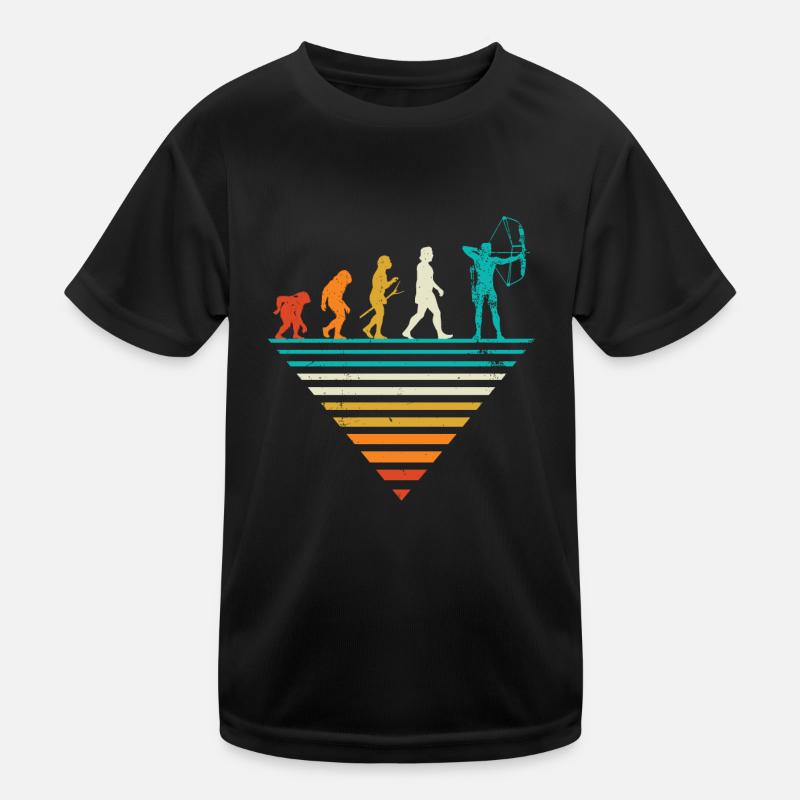 Menschliche Evolution - Vintage -Bogenschießen Kinder Funktions-T-Shirt