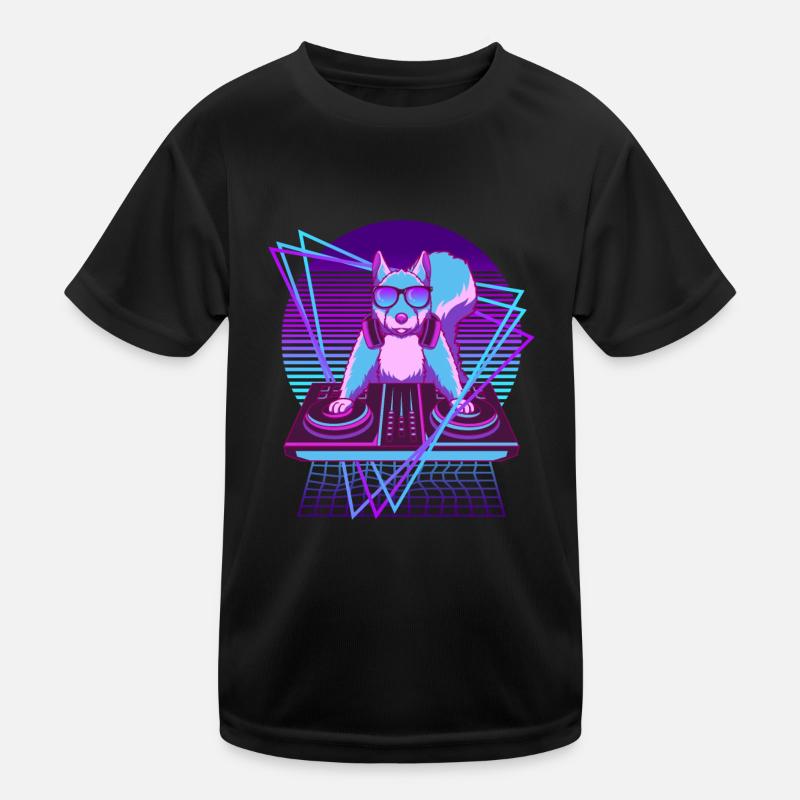 Vaporwave Squirrel DJ Desk Squirrel Kids Functional T-Shirt