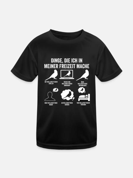 Vogel Sittch Wellensittich - Kinder Funktions-T-Shirt - Schwarz - Vorne