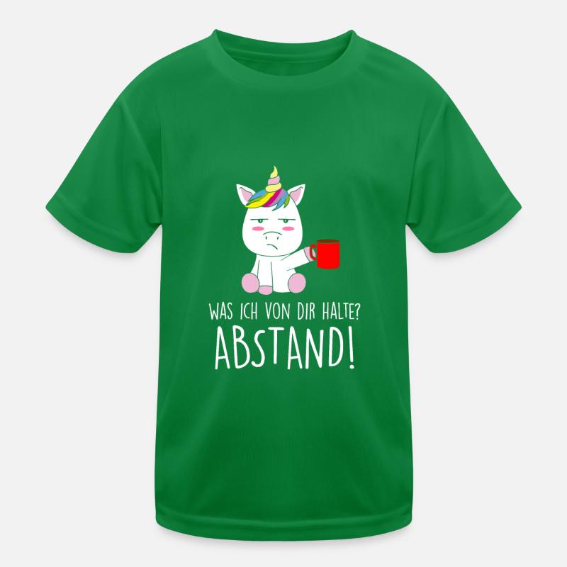 Was Ich Von Dir Halte? Abstand Einhorn Kaffee Kinder Funktions-T-Shirt