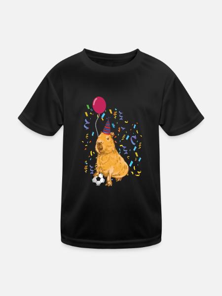 Anniversaire de Capybara - T-shirt sport Enfant - noir - Devant
