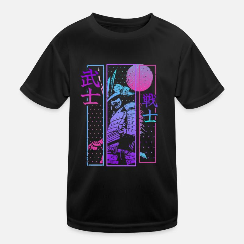 samurai warrior vaporwave japanese aesthetics Kids Functional T-Shirt