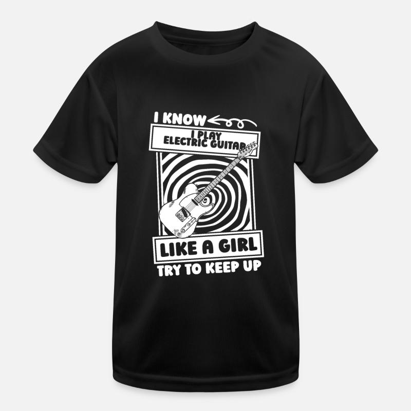 E Gitarre Elektrogitarre Mädchen Kinder Funktions-T-Shirt