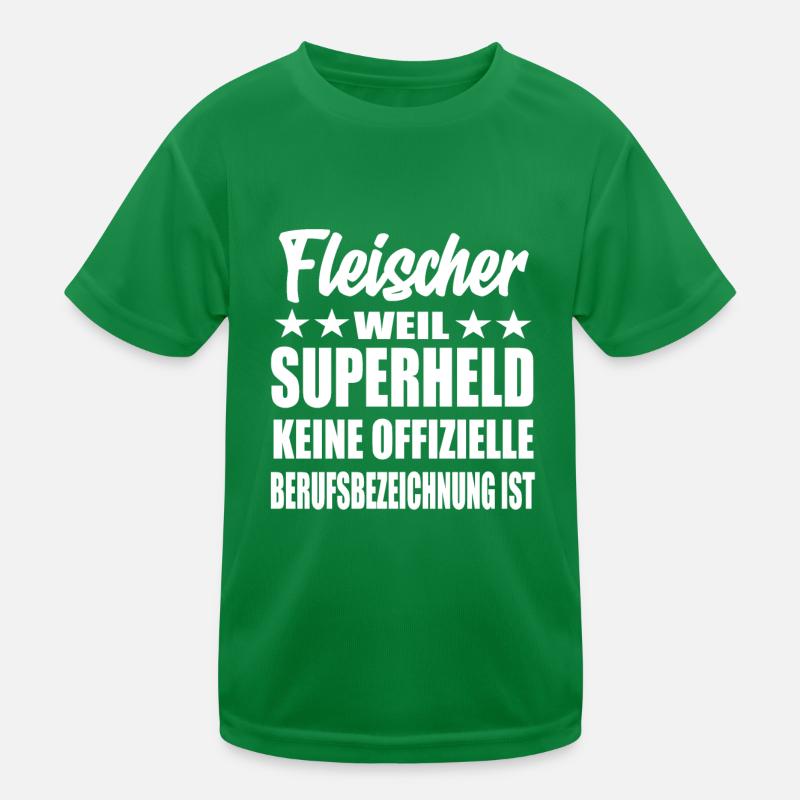 Fleischer Superheld Spruch Kinder Funktions-T-Shirt