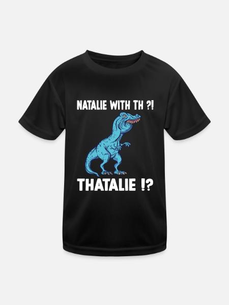 TRex Meme Dino with overbite Natalie with th Natha - Kids Functional T-Shirt - black