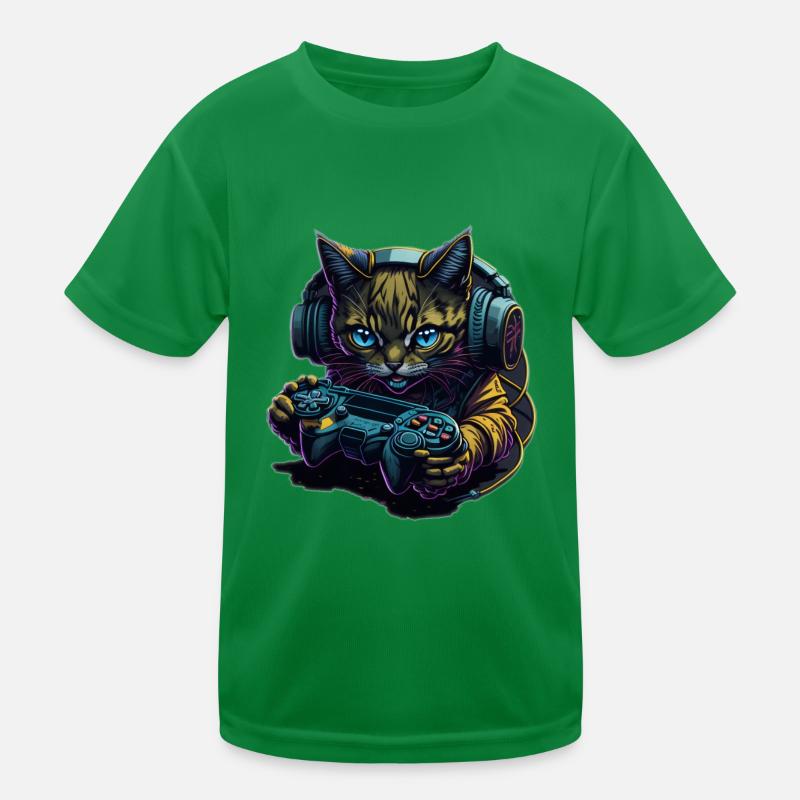 Gaming Katze Kinder Funktions-T-Shirt