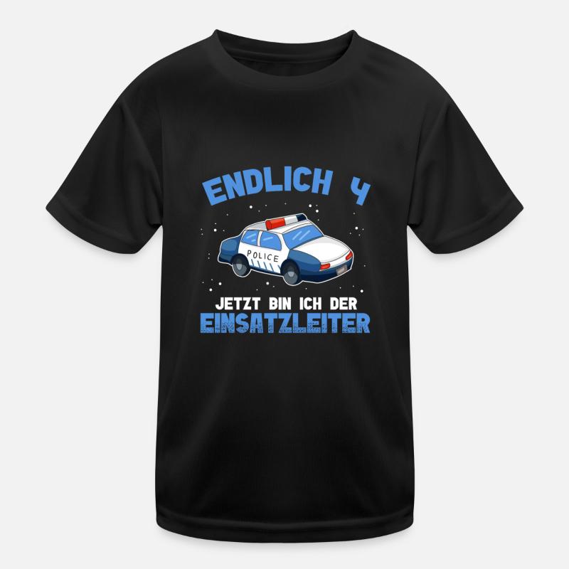 4. Geburtstag Junge Polizei Einsatzleiter Kinder Funktions-T-Shirt