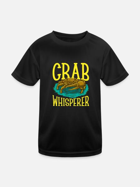 Krabbe krabben krabbenflüsterer Krabbenjagdfischer - Kinder Funktions-T-Shirt - Schwarz - Vorne