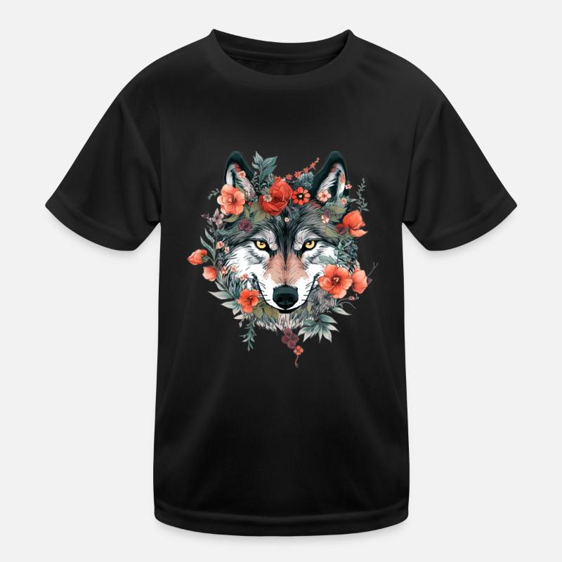 Blumenwolf Wildblume Vintage Farbe Kinder Funktions-T-Shirt