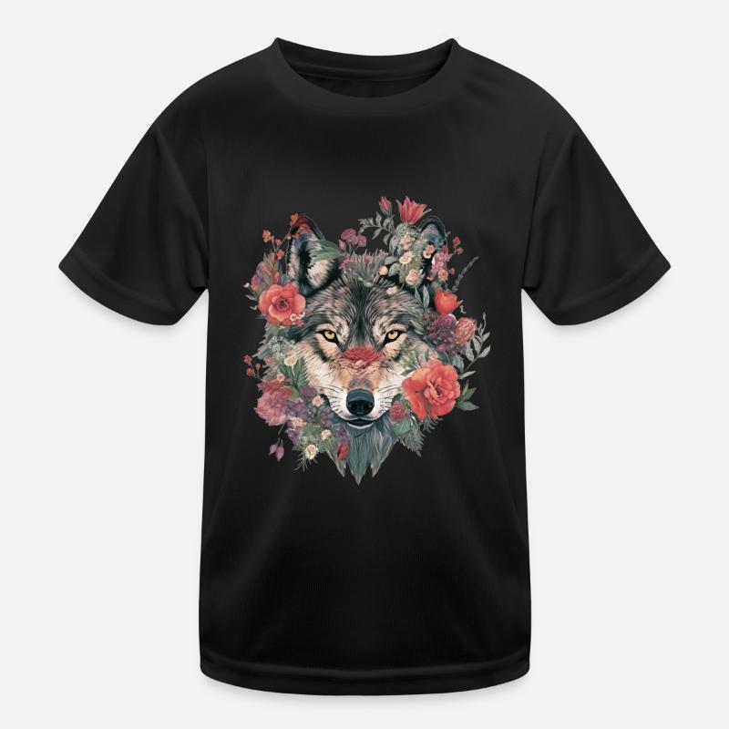Blumenwolf Wildblume Vintage Farbe Kinder Funktions-T-Shirt