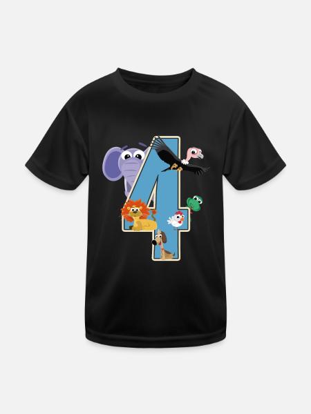 4e anniversaire 4 ans Quatre jeunes filles cadeau - T-shirt sport Enfant - noir - Devant