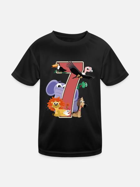 7th Birthday 7 Years Seven Girls Gift - Kids Functional T-Shirt - black - Front