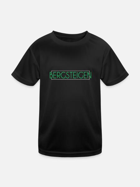 Bergsteigen Schriftzug - Kinder Funktions-T-Shirt - Schwarz - Vorne
