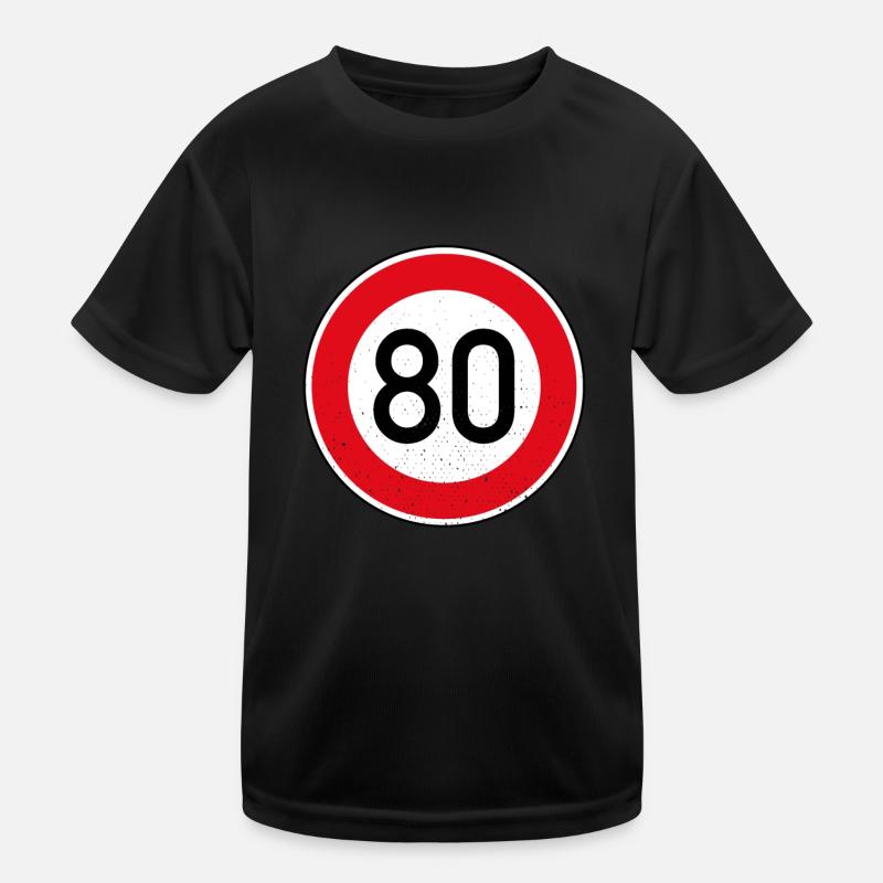 80. Geburtstag Schild Tempolimit Geschenk Tempo 80 Kinder Funktions-T-Shirt