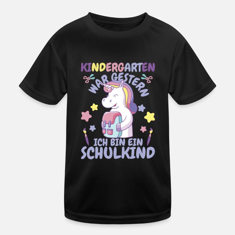 Ich bin ein Schulkind Einhorn Kinder Funktions-T-Shirt
