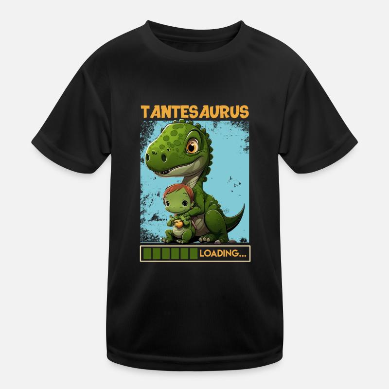 Tantesaurus Muttertag Tanten Auntiesaurus - Kinder Funktions-T-Shirt - Schwarz