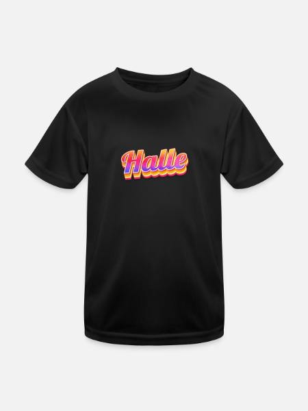 Hallenserin Hallenser Halle - Kinder Funktions-T-Shirt - Schwarz - Vorne