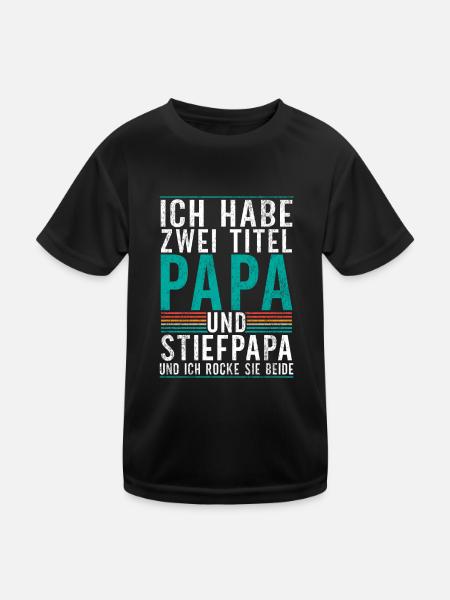 Zwei Titel, Papa und Stiefpapa und beide am rocken - Kinder Funktions-T-Shirt - Schwarz