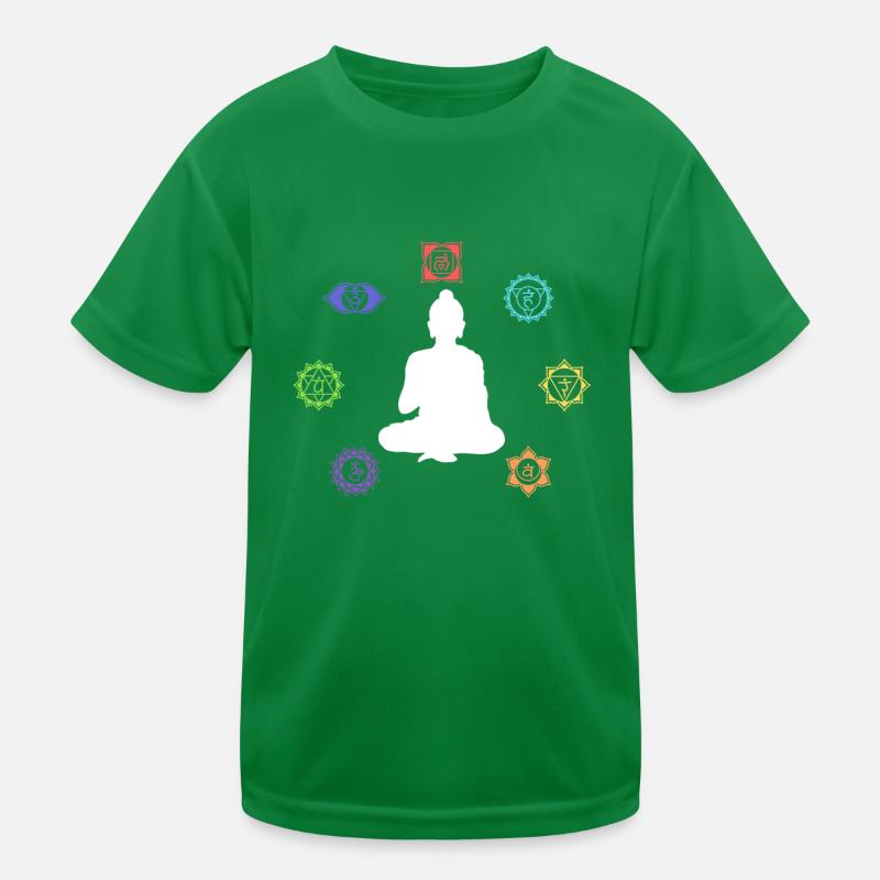 Meditierende Silhouette Chakren - Hippie Kostüm Kinder Funktions-T-Shirt