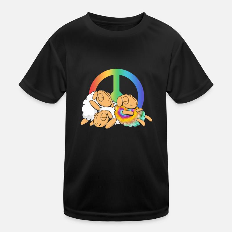 Regenbogen Schaf in Herde - Hippie Kostüm Tie Dye Kinder Funktions-T-Shirt