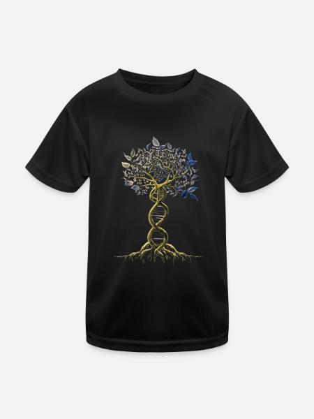 DNA Tree of Life Genetics Biologist Science Earth - Kids Functional T-Shirt - black