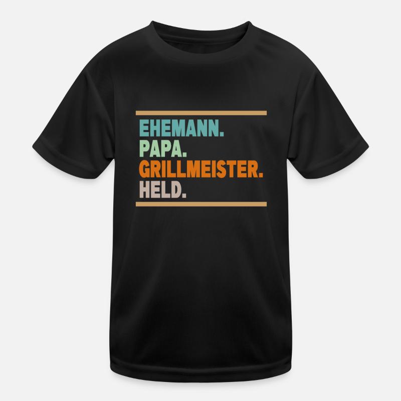 Ehemann Papa Grillmeister Held Kinder Funktions-T-Shirt