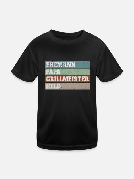 Ehemann Papa Grillmeister Held - Kinder Funktions-T-Shirt - Schwarz - Vorne