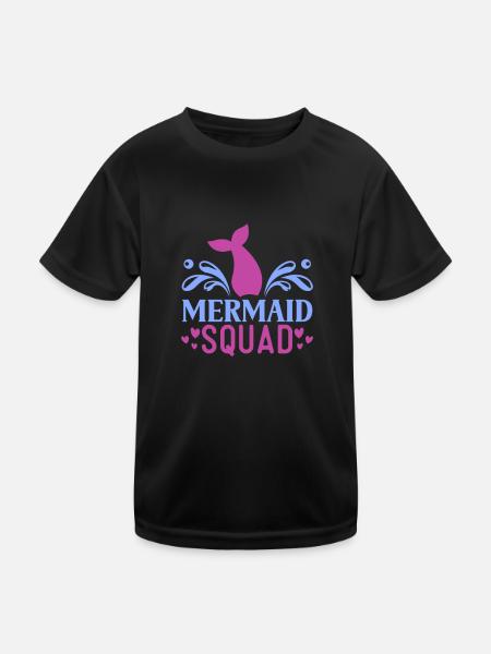 Mermaid Ocean Family Girls Femmes Matching Mermaid - T-shirt sport Enfant - noir - Devant