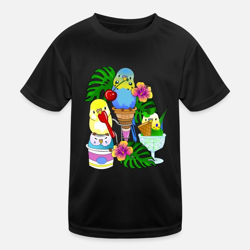 Wellensittich Eis Eiscreme - Kinder Funktions-T-Shirt - Schwarz