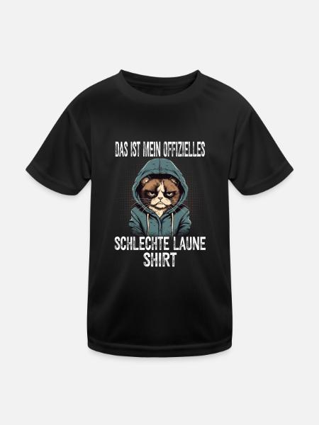 Lustiger Spruch Katze Sarkasmus Schlechte Laune - Kinder Funktions-T-Shirt - Schwarz - Vorne