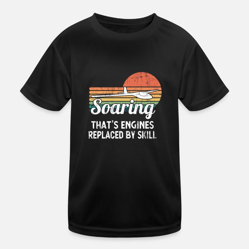 Gliding No Engine Glider Pilot Kids Functional T-Shirt