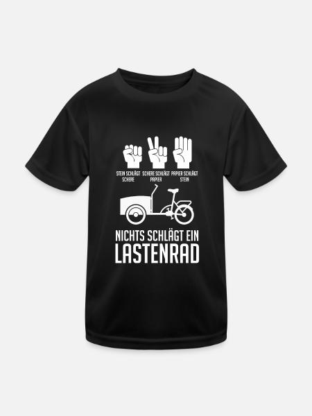Fahrrad Lastenfahrrad Lastenrad - Kinder Funktions-T-Shirt - Schwarz - Vorne