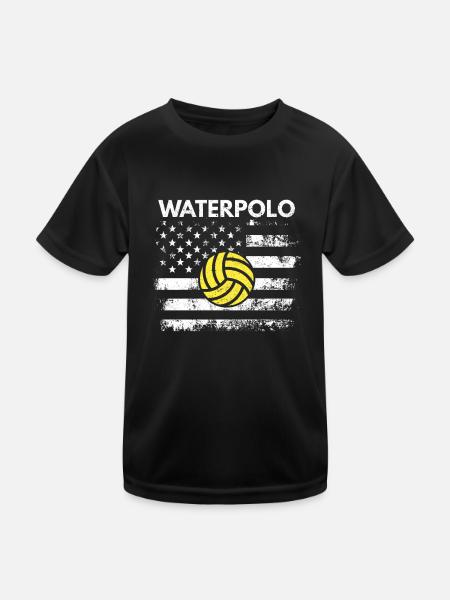 Vintage American USA Flagge Wasserball Cool Schwim - Kinder Funktions-T-Shirt - Schwarz - Vorne