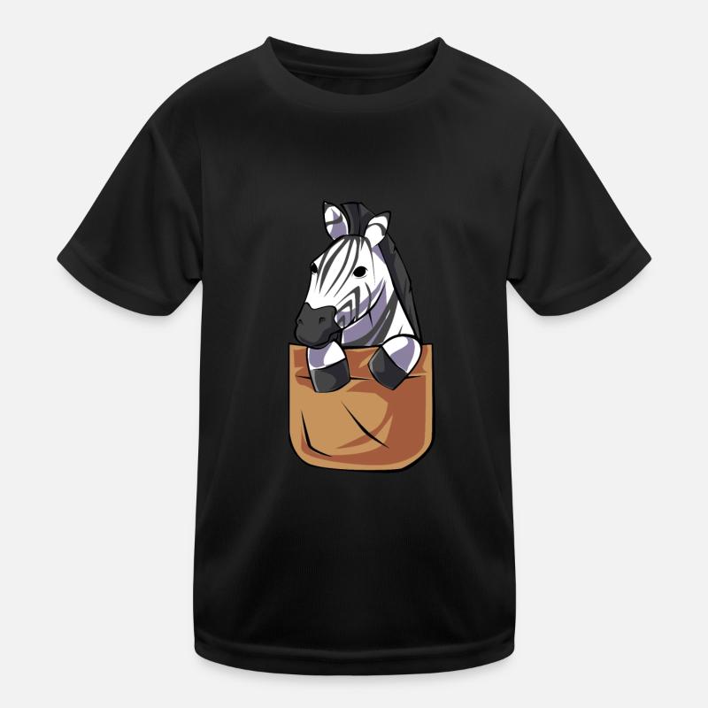 Zebra - Kinder Funktions-T-Shirt - Schwarz