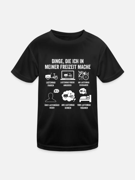 Fahrrad Lastenfahrrad Lastenrad - Kinder Funktions-T-Shirt - Schwarz - Vorne