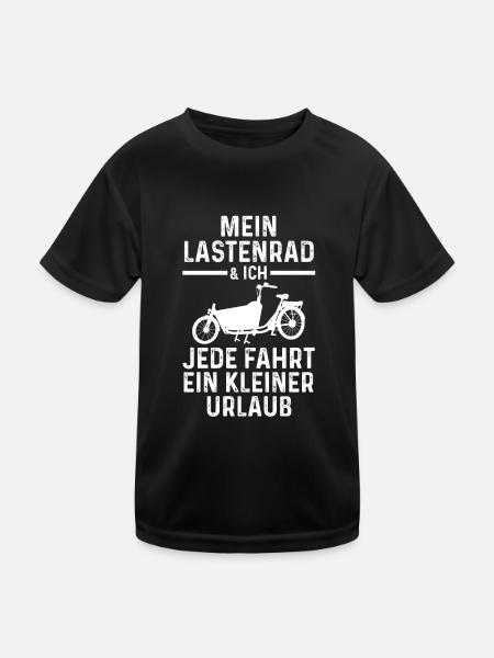 Fahrrad Lastenfahrrad Lastenrad - Kinder Funktions-T-Shirt - Schwarz - Vorne